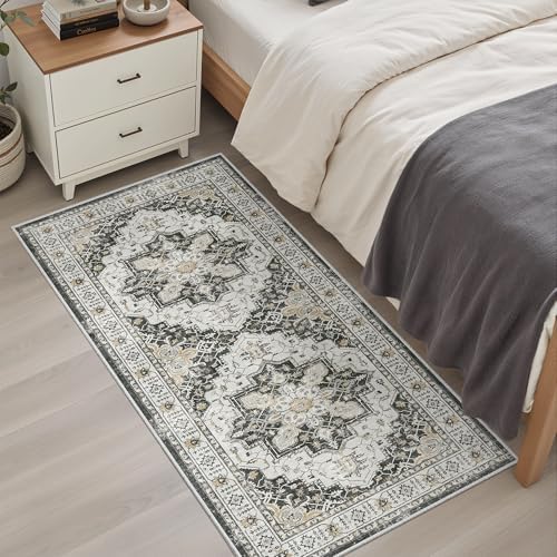 Madane Washable Area Rug 2x4, Small Entryway Rugs Non-Slip, Black - Image 3