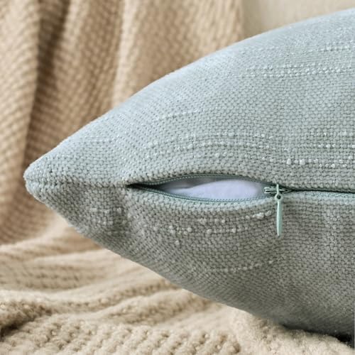 Set of 4 Soft Textured Decorative Throw Pillow Covers 20x20 Inch Cozy Farmhouse Cushion Cover Square Accent Pillow Cases for Bed Couch Sofa Living Room, Light Aqua - Image 2