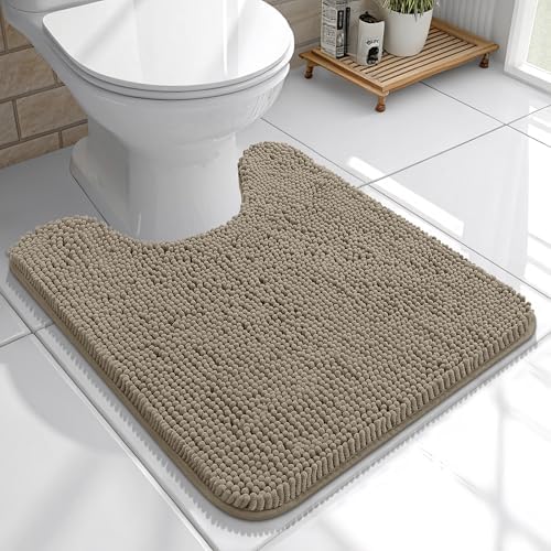 OLANLY Toilet Rugs U-Shaped 20x20, Soft Absorbent Chenille Contour Rugs by OLANLY