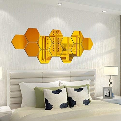 Mirror Wall Stickers - 12PCS Hexagon Art DIY Decorative Acrylic Sheet Plastic Tiles Home Living Room Bedroom Sofa TV Background Decal Decoration - Image 8