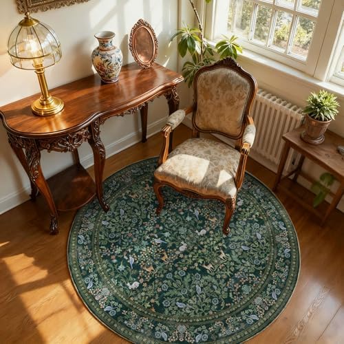 Washable Round Rugs for Bedroom 4ft: Living Room Rug Stain Resistant Non Slip Low Pile Ultra Soft Faux Wool Small Circle Rugs for Kitchen Entryway Dorm Home Office Nursery Bathroom Entrance Indoor - Image 2