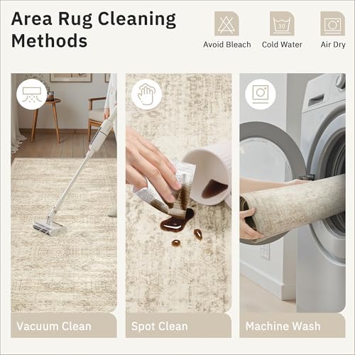 Soalmost Runner Rug 2x6 Washable Kitchen Hallway Runners Non-Slip Beige - Image 5