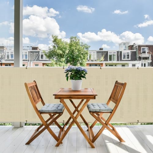 E&K Sunrise 3' x 199' Balcony Privacy Fence Screen Cover with Zip Ties Outdoor Screen Fence UV Protection for Deck Patio Backyard Apartment Pool Porch (Beige) - Image 6