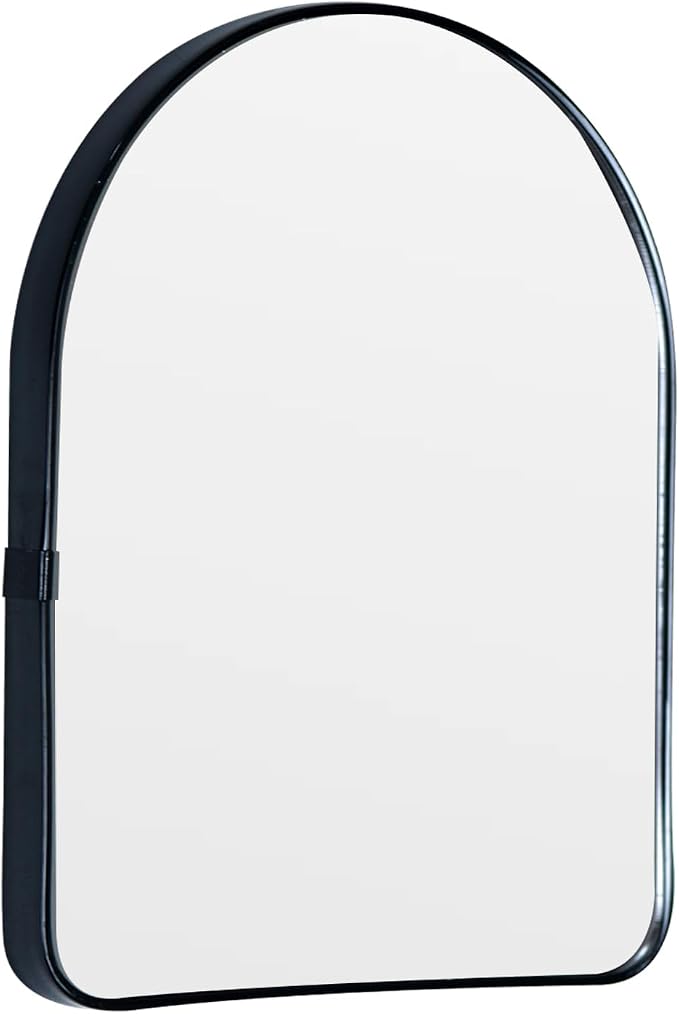 Funly mee Arched Wall Mirror, Wall-Mounted Plastic Mirror, for Bathroom and Vanity (Black, 11.8 x 15.8) by Funly+mee