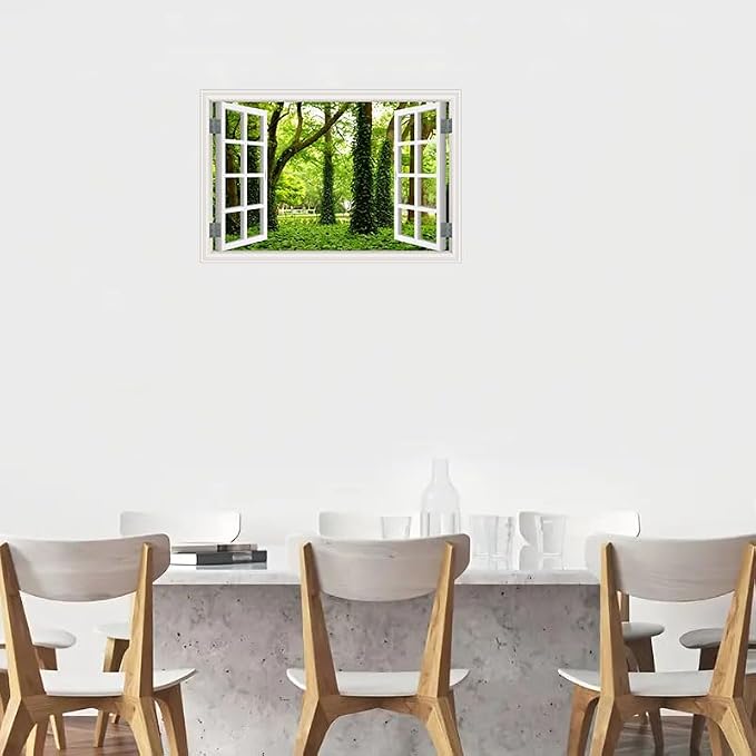 ‌Lmyhome Fake Window Wall Mural Green Grass Forest (16"x24") | Peel and Stick Faux Window Wall Sticker Decal Poster for Bedroom Home Decor - Image 6