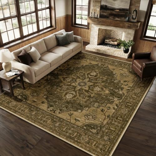 RELEANY Washable Area Rug, Square 10'x10', Brown/Dark Brown - Image 2