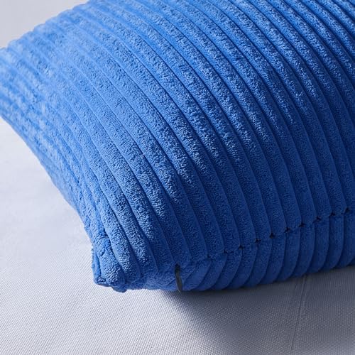 Topfinel Euro Shams Decorative Throw Pillow Covers 26x26 Inch Set of 4,Soft Accent Corduroy Striped Blue Gradient Color Large Cushion Cover for Beach,Patio,Balcony,Living Room,Summer Home Decor - Image 2