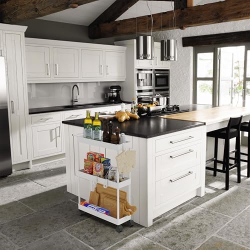 Simple Houseware 3-Tier Slim Rolling Cart w/Handle 5.5" Wx27.5 H, White - Image 7