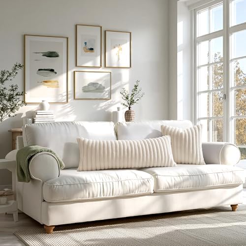 MIULEE Faux Fur Decorative Throw Pillow Covers 20x20 Set of 2 Beige - Image 7