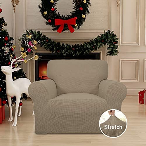 Easy-Going Stretch Chair Slipcover with Arm Washable Natural - Image 2