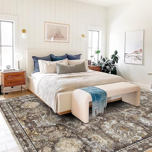 RUGSURE Washable Area Rugs - Perfect for Living Room, Bedroom, Kids Room, Nursery - Stain & Water Resistant Non-Slip, Pet & Child Friendly, Vintage Tribal Area Rugs (Ivory, 4' x 6') - Image 6