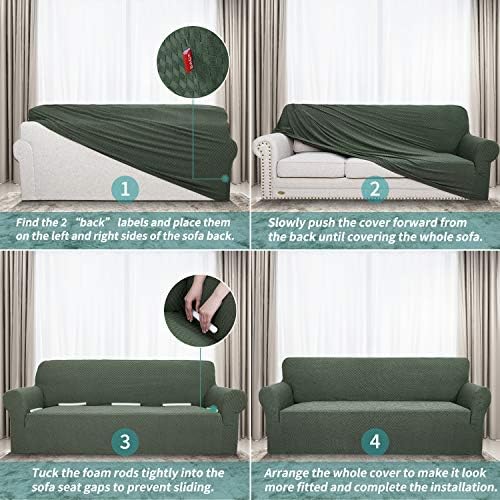 YEMYHOM Couch Cover Latest Jacquard Design High Stretch Sofa Chair Covers for Living Room, Pet Dog Cat Proof Armchair Slipcover Non Slip Magic Elastic Furniture Protector (Small, Army Green) - Image 6