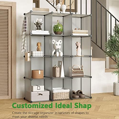 C&AHOME Cube Storage Organizer, 12-Cube Shelf Units, Closet Cabinet Grey - Image 4
