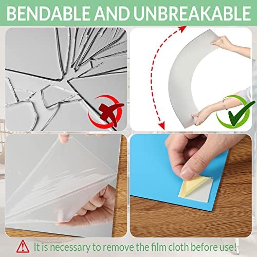 Queekay 5 Pcs Mirror Tiles 12" X 24", 2mm Acrylic Self Adhesive Sheets - Image 3