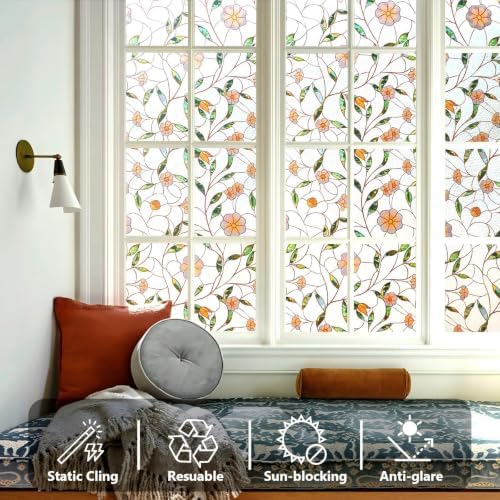 Window Privacy Film Stained Glass 17.5" x 78.7" Static Cling - Image 2