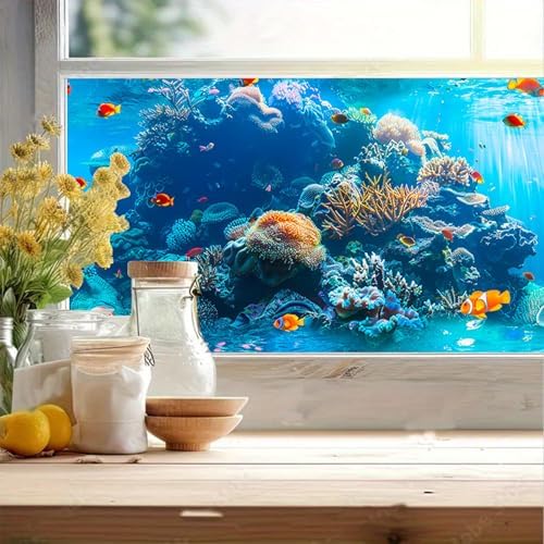 HOMETITUTE Colorful Underwater Privacy Window Film 39.3x17.7 Inch PVC - Image 7