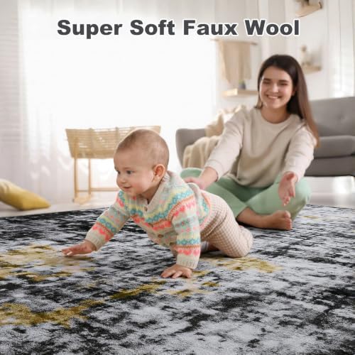 Modern Abstract 3x5 Rug, Non Slip Entryway Rug, Soft Machine Washable Rug - Image 6