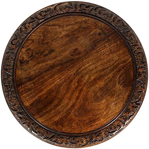 COTTON CRAFT Solid Wood End Table - Hand Carved Folding Accent Side Table - Image 4