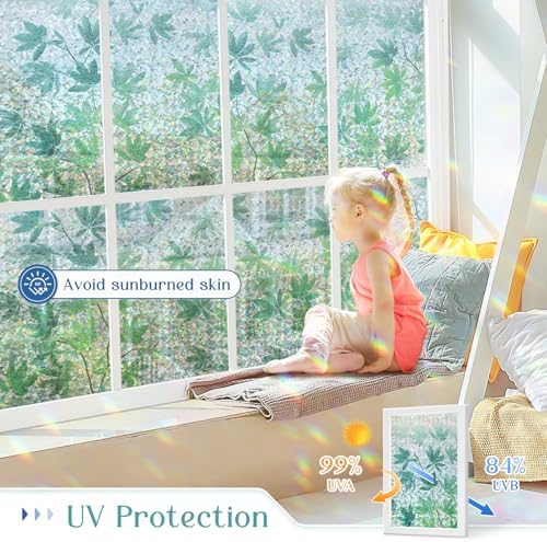 Haton Window Privacy Film, Leaf Rainbow Film, 23.6" x 78.7" - Image 4