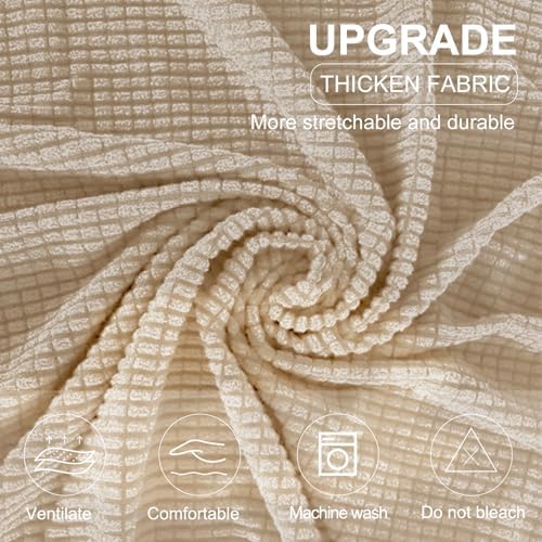 U-NICE HOME 4 Pieces Oversized Stretch Couch Cover Slipcover, Beige - Image 5