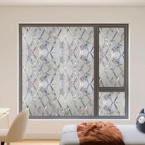 Window Privacy Film, 3D Stained Glass Film, Vinyl Decorative Window Decals, Static Cling Window Film Non-Adhesive Removable (35.4 x 157.4 inch) - Image 5