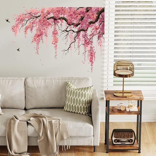 ANNA QUEEN Pink Sakura Tree Branch Wall Decals | Peel and Stick Cherry Blossom Wall Stickers – Removable Watercolor Floral Vinyl Wall Art for Bedroom, Living Room, Office & Window Décor - Image 6