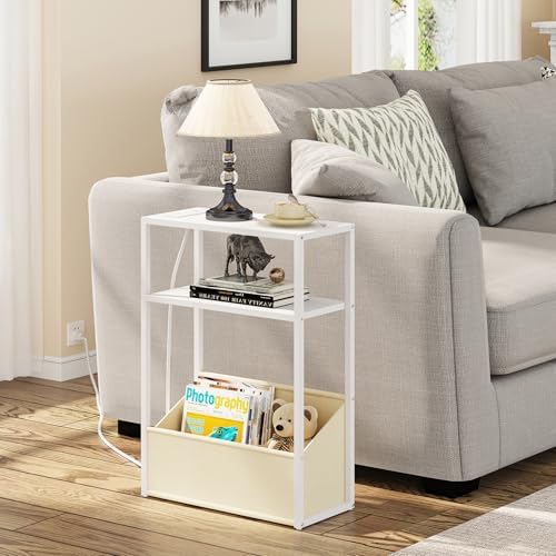 TUTOTAK Narrow Side Tables with Charging Station, Slim End Tables Set of 2 - Image 7