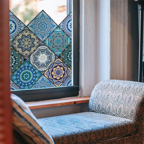 DKTIE Colorful Moroccan Mandala Stained Glass Window Film 17.7" x 78.7" - Image 4