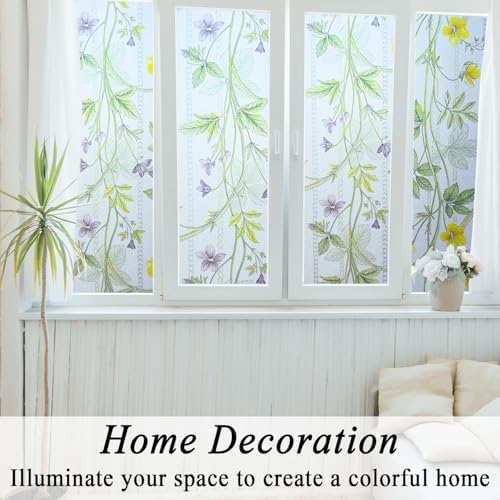 Wild Flowers Botanical Stained Glass Window Film Privacy Anti UV 35x78.7in - Image 2