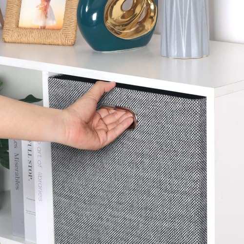 Posprica Fabric Storage Cubes, 13x13 Collapsible Storage Bins with Dual Handles, Foldable Storage Boxes Basket for Closet Shelf Cabinet Bookcase Organization, Set of 4, Houndstooth - Image 6