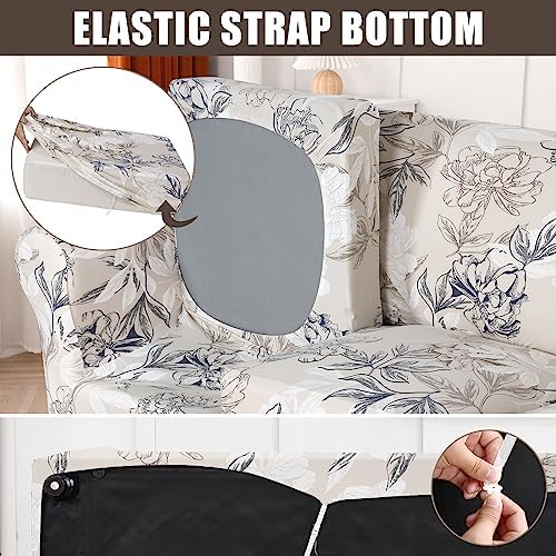SearchI Stretch Sofa Cover Printed Couch Cover, Floral Pattern 3 Pieces Loveseat Slipcover with 2 Separate Cushion Cover, Washable Furniture Protector for Living Room(Loveseat, Flower Shadow) - Image 4