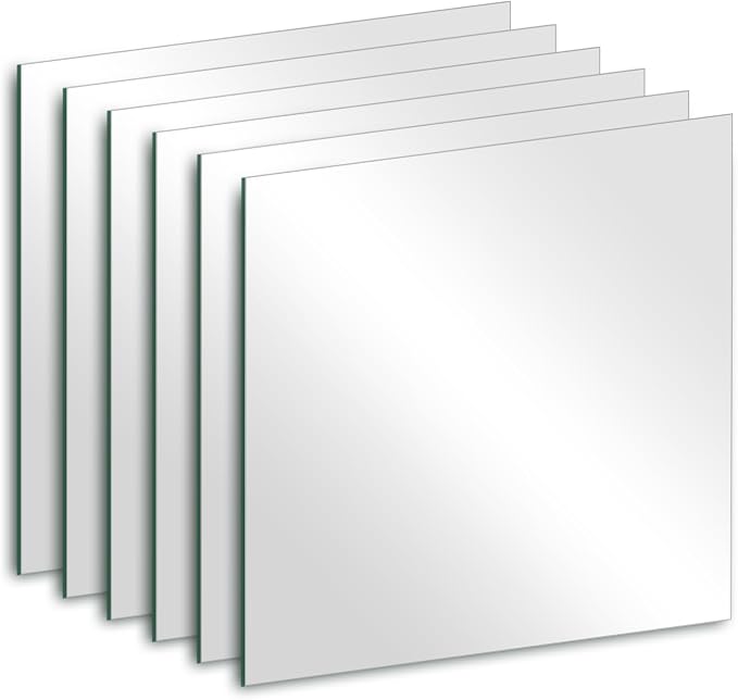 6 x 6 x 0.08'' Thick Glass Wall Mirror Tiles Self Adhesive, 6Pcs by FindYourLove