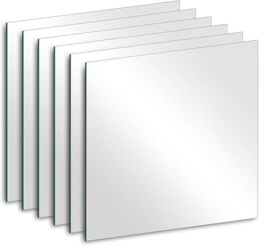 6 x 6 x 0.08'' Thick Glass Wall Mirror Tiles Self Adhesive, 6Pcs by FindYourLove