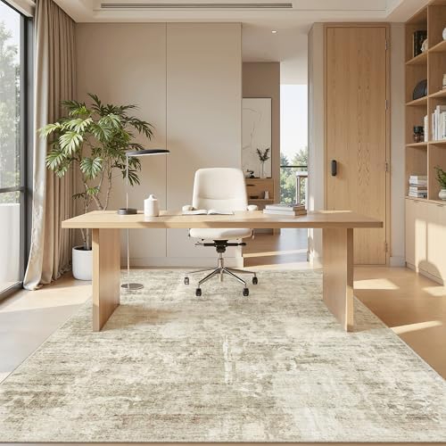 Soalmost Abstract Rug 5x8 Washable Area Rugs for Living Room, Beige/Gray - Image 2