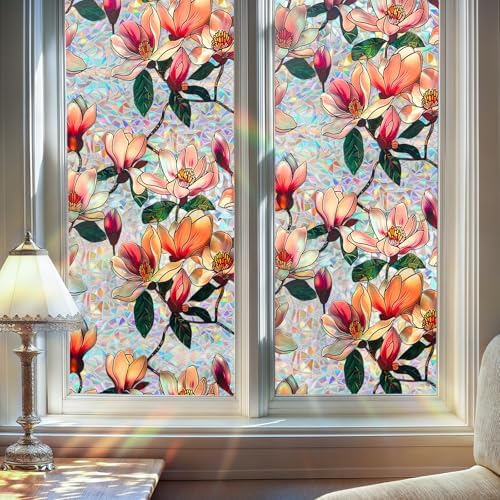 DUOFIRE Stained Glass Window Film, Window Privacy Film, 16.92" x 39.37" by DUOFIRE
