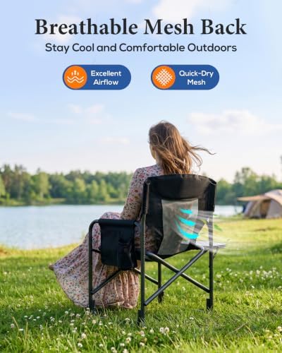 Heavy Duty Oversized Camping Folding Chair, Support 400lbs - Image 5