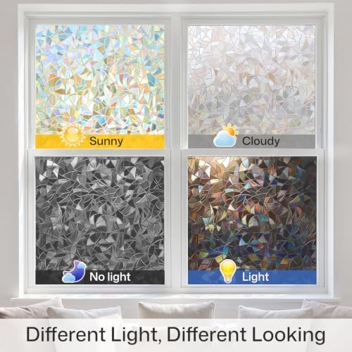 Coavas Rainbow Window Privacy Film, Stained Glass Cling, 17.5" x 78.7" - Image 6
