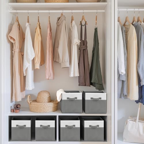Cupic Cupid 6-Pack 11x11 Storage Cube, Fabric Storage Cubes, Gray and White - Image 2