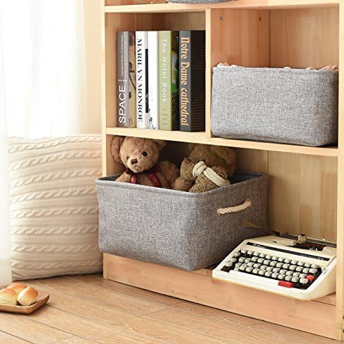 TheWarmHome Large Storage Bins Basket, 2 Pack Grey Fabric Storage Cubes for Changing Table Nursery Livingroom Kidsroom Playroom Toy, Collapsible Storage Baskets for organizing Shelves Closet - Image 6