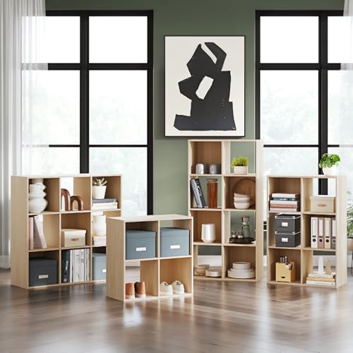 Signature Design by Ashley Piperton 9 Cube Storage Organizer Bookshelf, Tan - Image 6