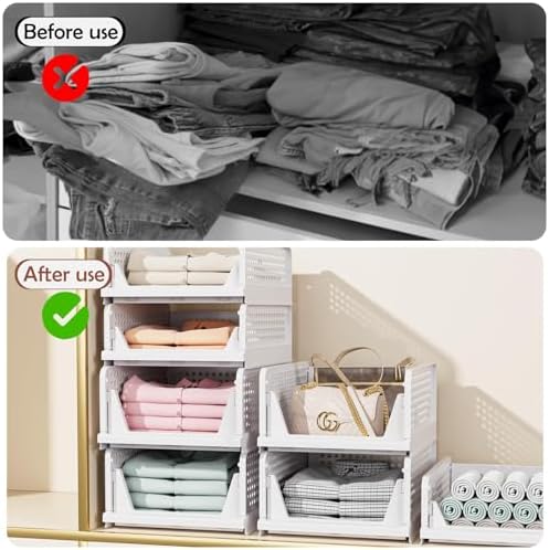 CTSNSLH 5 Pack Closet Organizers Stackable Storage Box - Image 4