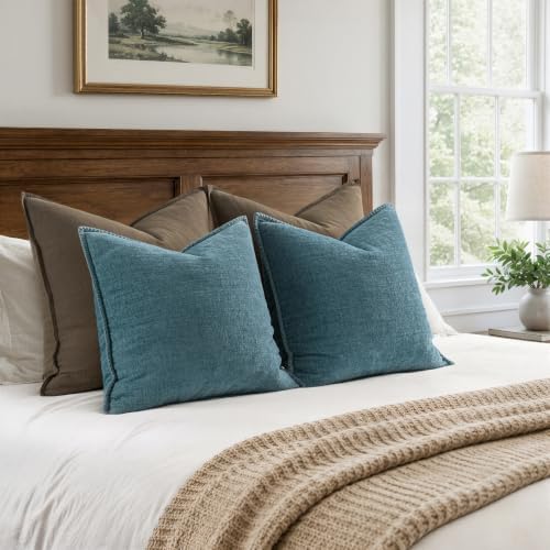 MIULEE Decorative Euro Sham Pillow Covers 24x24 Inch Smoke Blue 2 Pack - Image 6