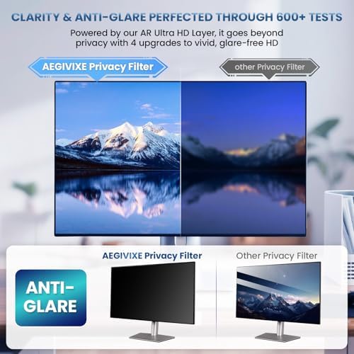 Magnetic Monitor Privacy Screen for 27 Inch Flat Computer 16:9 Aspect Ratio, 27in Removable Anti Glare Filter, Blue Light Blocking Privacy Shield Eye Comfort, Hanging Anti Spy Desktop PC Protector - Image 5
