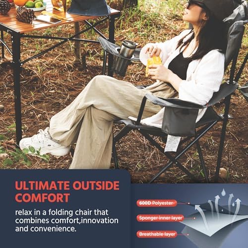 OUTSIDER Heavy Duty Folding Camping Chairs with Cooler,2pc - Image 6