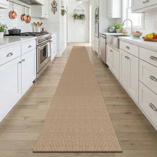 KOZYFLY Boho 2x18 Runners Rugs for Hallway, Extra Long Washable Runner Rug, Woven Non Slip Kitchen Runner, Cotton Entryway Rug, Floor Carpet for Entry, Aisle, Hall, Orange Beige/Tan/Brown - Image 2