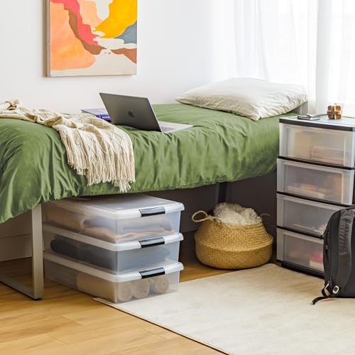 IRIS USA 3-Pack, 40 Qt. Under Bed Storage Bin with Lids, Black/Clear - Image 6