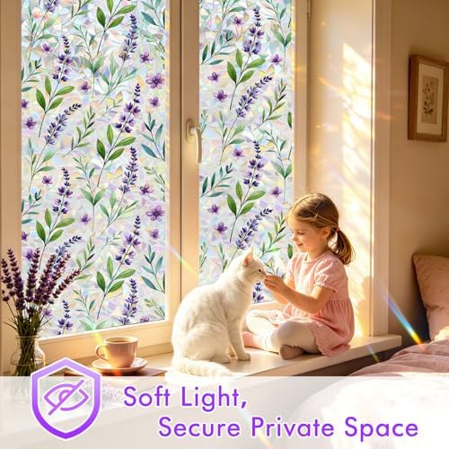 SOMWISE Rainbow Stained Glass Window Privacy Film,Heat Blocking Save Energy - Image 5