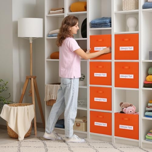 Fabric storage cubes (8 Pack) 11 Inch Cube Storage Bin, cube organizer bins with 8 Labels Window Cards & a Pen, Foldable cube organizer bins and Storage Box, Orange - Image 5