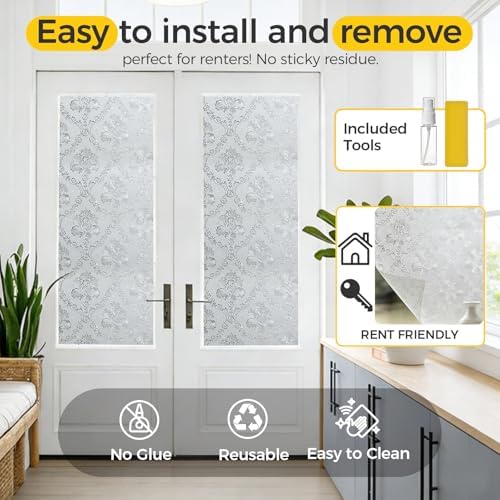 OHTMERU Window Privacy Film Decorative Non-Adhesive, Reusable, Anti-Glare - Image 5
