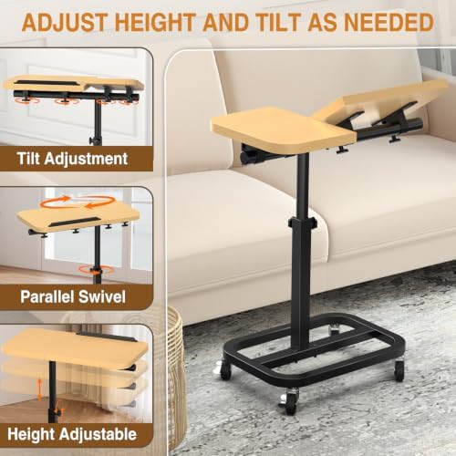 Portable Rolling Over Bed Laptop Desk, Adjustable Height and Tilt for Home - Image 3